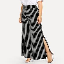 Shein Plus Slit Hem Striped Pants