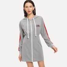 Shein Cut And Sew Zip Up Sweatshirt Dress