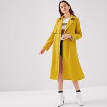 Shein Button Front Notched Neck Plaid Coat