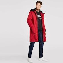Shein Men Pocket Front Hooded Parka Coat