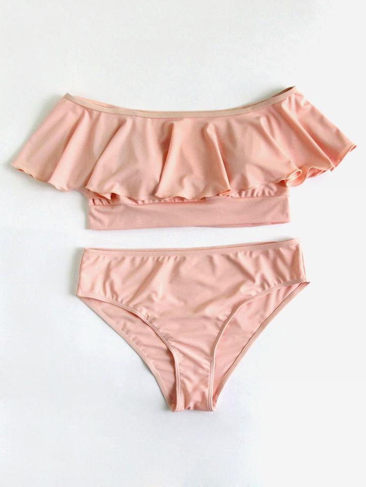 Shein Flounce Off The Shoulder Bikini Set