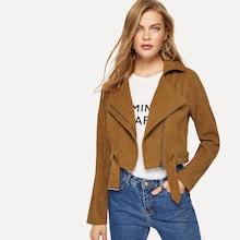 Shein Solid Crop Biker Jacket