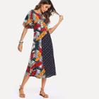 Shein Flutter Sleeve Mixed Print Dress