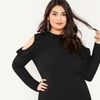 Shein Plus Ruffle Open Shoulder Fitted Top