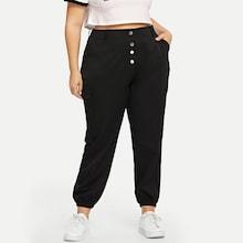 Shein Plus Pocket Decoration Solid Pant