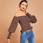 Shein Dot Print Ruffle Hem Top
