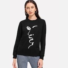 Shein Round Neck Figure Print Sweatshirt