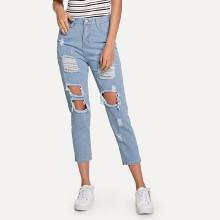 Shein Ripped Solid Jeans