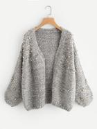 Shein Pearl Beading Open Front Cardigan