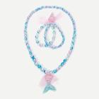 Shein Girls Mermaid Pedant Beaded Bracelet & Necklace Set 2pcs