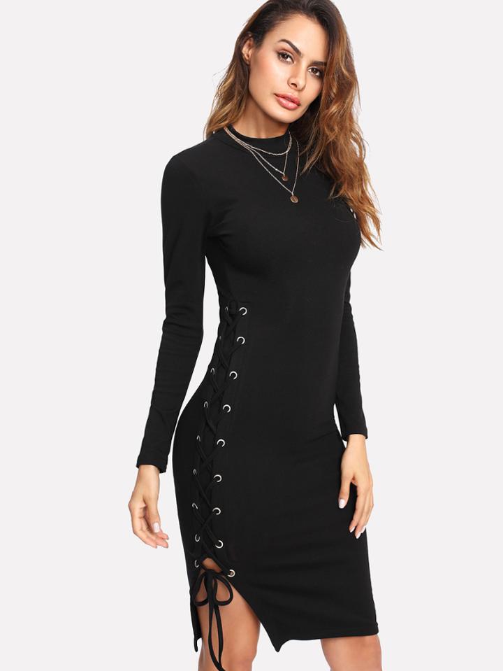 Shein Grommet Lace Up Side Dress