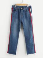 Shein Contrast Side Striped Straight Jeans