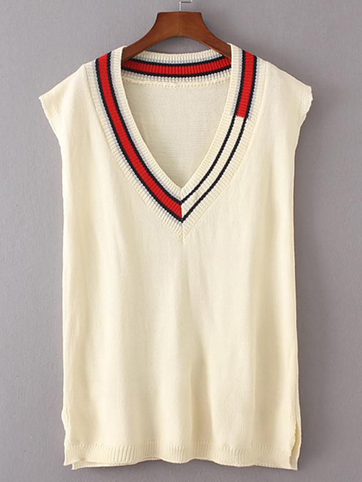 Shein V-neckline Split Side Sweater Vest