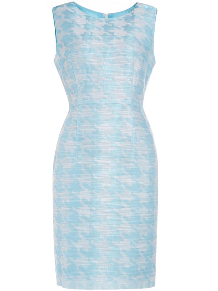 Shein Blue Crew Neck Jacquard Sheath Dress