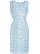 Shein Blue Crew Neck Jacquard Sheath Dress