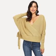 Shein Surplice Neck Knot Side Sweater