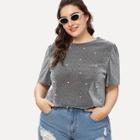 Shein Plus Pearl Beading T-shirt