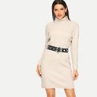 Shein Solid High-neck Sweater Dress