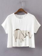 Shein Elephant Print Crop Tee