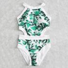 Shein Palm Print Cutout Swimsuit