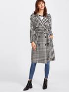 Shein Cape Detail Self Tie Gingham Trench Coat