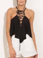 Shein Black Lace Up Cami Top