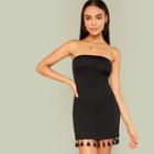 Shein Tassel Detail Hem Strapless Dress
