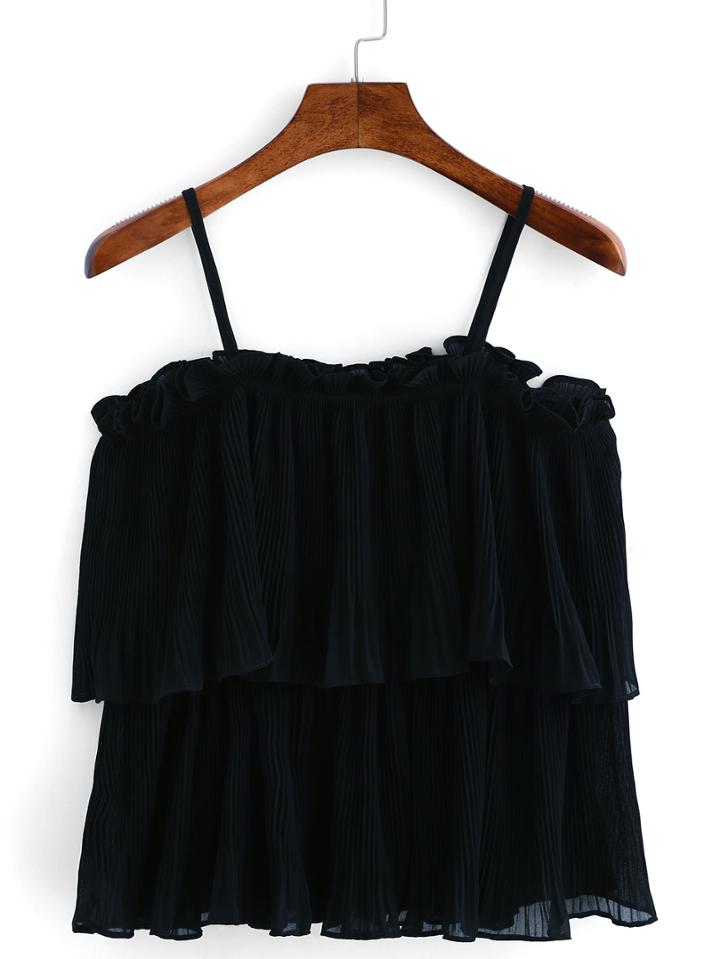 Shein Pleated Layered Chiffon Cami Top
