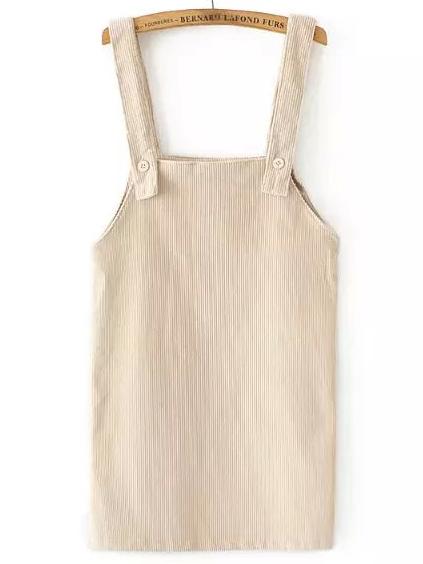 Shein Apricot Strap Buttons Corduroy Dress