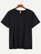 Shein Black Dip Hem Casual T-shirt