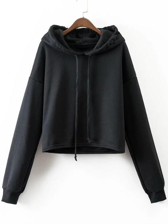 Shein Black Drop Shoulder Casual Sweatshirt