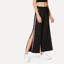 Shein Geo Tape Split Side Drawstring Pants