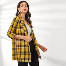 Shein Gingham Print Roll Up Blazer