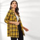Shein Gingham Print Roll Up Blazer