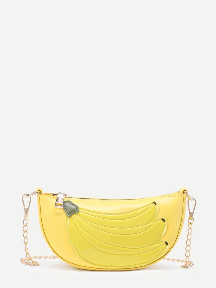 Shein Banana Patch Pu Chain Crossbody Bag