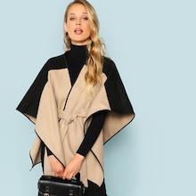 Shein Cut And Sew Lace Up Coat