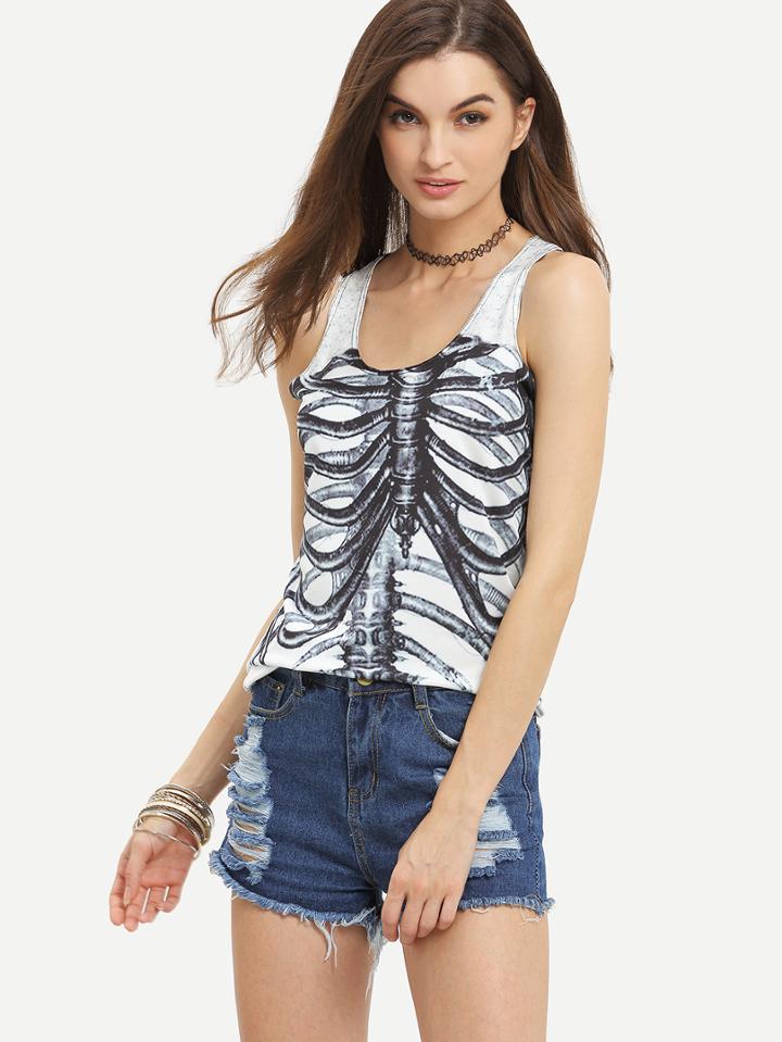 Shein Skeleton Print Racerback Tank Top