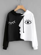 Shein Contrast Face Print Hoodie