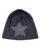 Shein Gray Cotton Stretch Star Printed Women Beanie Hat