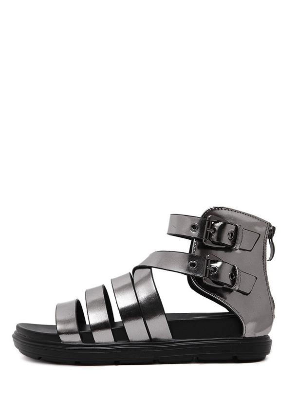 Shein Gray Caged Cutout Platform Gladiator Sandals