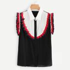 Shein Frill Trim Single Breasted Shirt