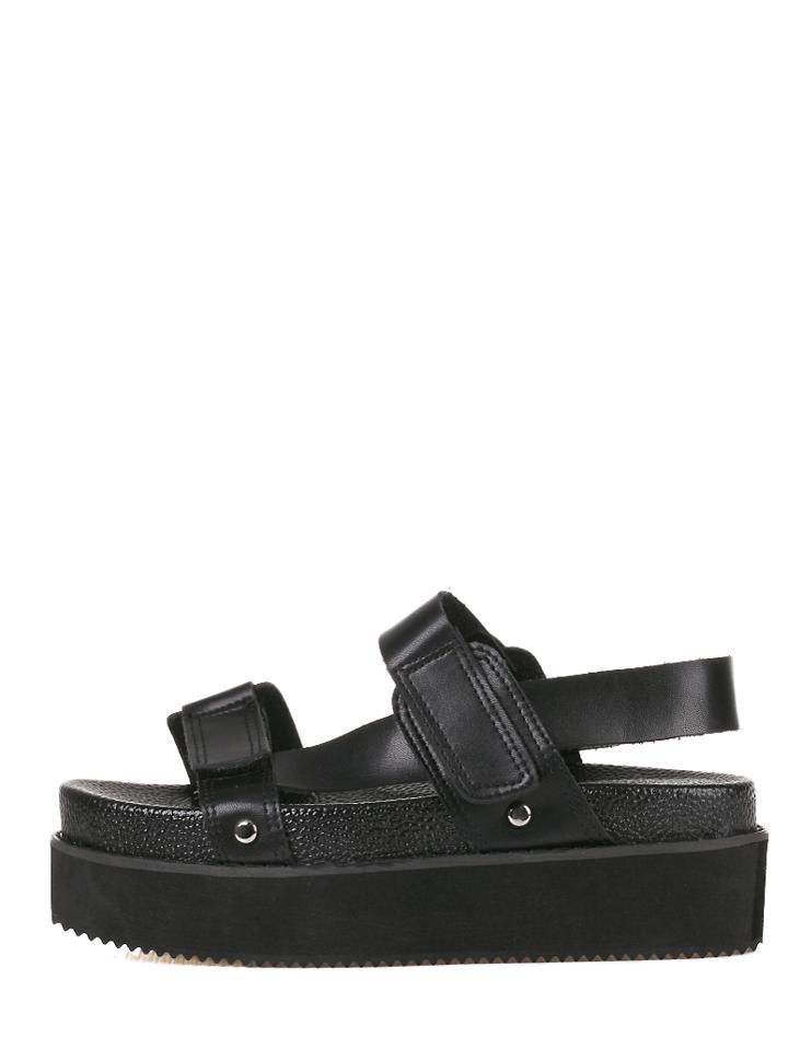 Shein Black Open Toe Wedge Sandals