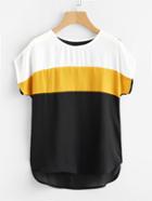 Shein Cut And Sew Panel Dip Hem Blouse