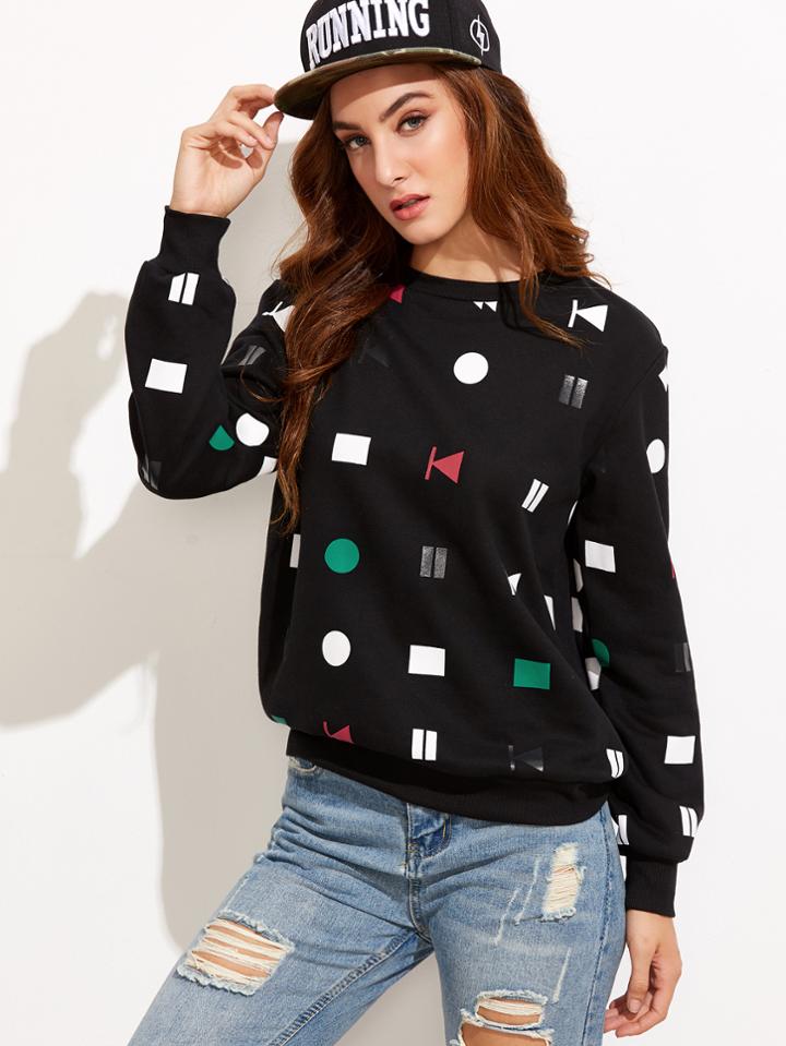 Shein Media Player Button Print Sweatshirt