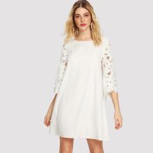 Shein Guipure Lace Sleeve Tunic Dress