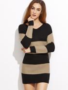 Shein Contrast Striped Bodycon Sweater Dress