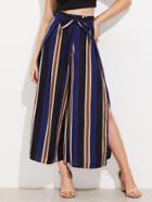 Shein Vertical Striped Split Side Wide Leg Pants