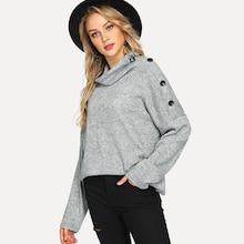 Shein Button High-neck Sweater