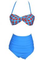 Rosewe Girls Polka Dot Tops With Blue Thong Swimwear