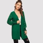 Shein Dual Pocket Pearl Beaded Coat